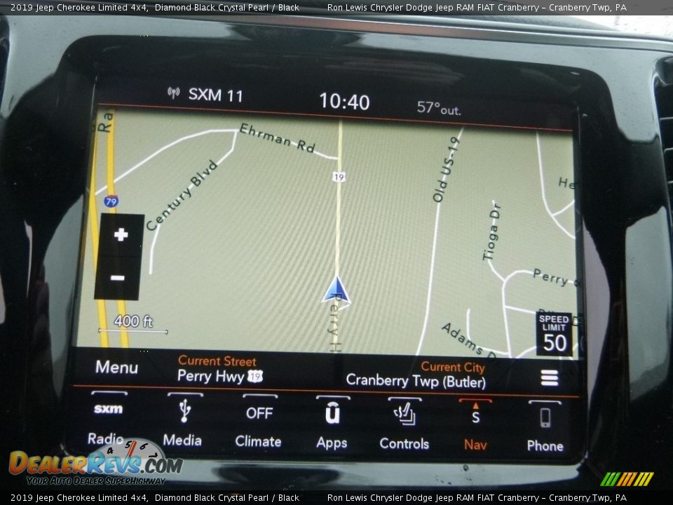 2019 Jeep Cherokee Limited 4x4 Diamond Black Crystal Pearl / Black Photo #17