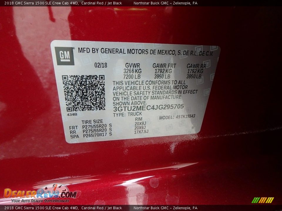 2018 GMC Sierra 1500 SLE Crew Cab 4WD Cardinal Red / Jet Black Photo #16