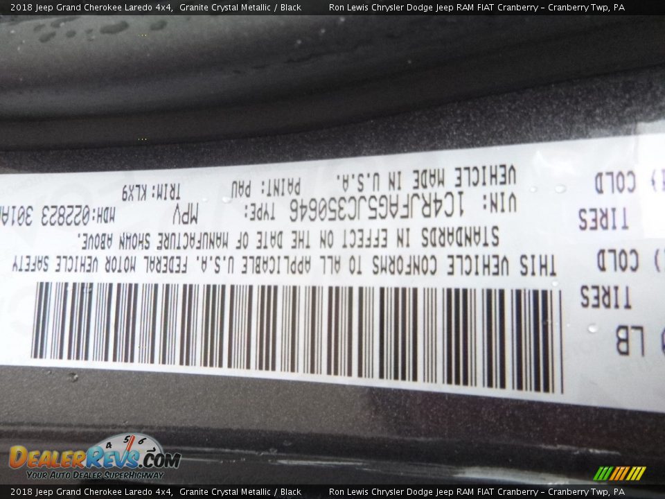 2018 Jeep Grand Cherokee Laredo 4x4 Granite Crystal Metallic / Black Photo #14