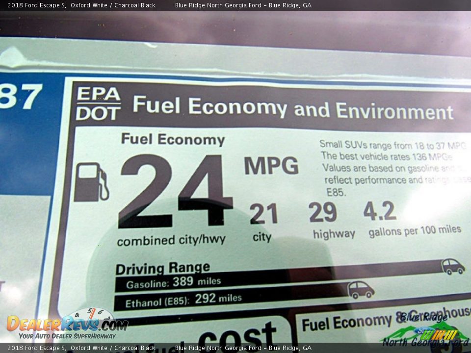 2018 Ford Escape S Oxford White / Charcoal Black Photo #25