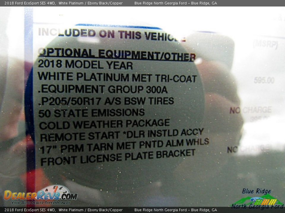 2018 Ford EcoSport SES 4WD White Platinum / Ebony Black/Copper Photo #27