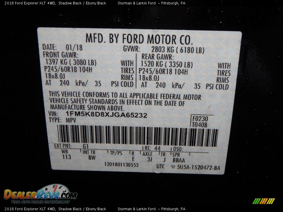 2018 Ford Explorer XLT 4WD Shadow Black / Ebony Black Photo #11