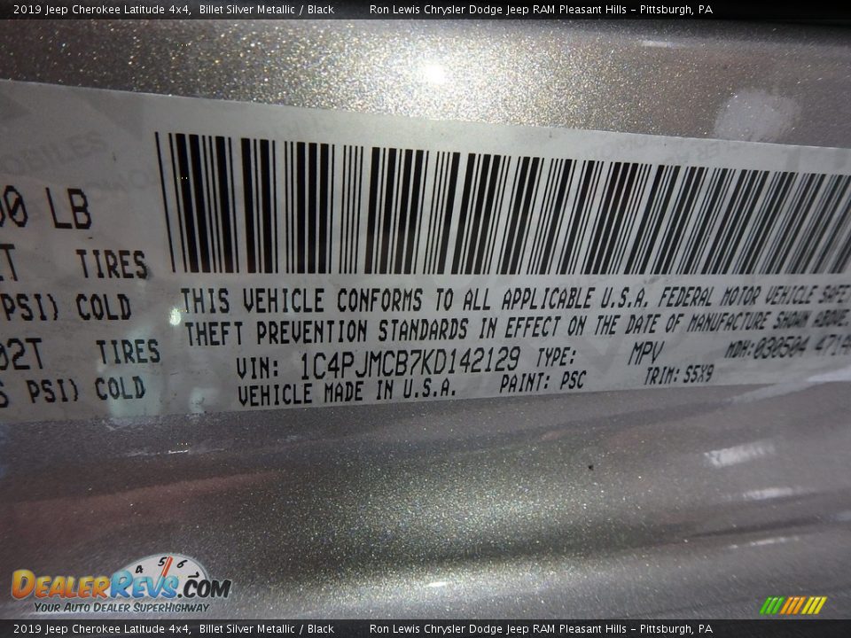2019 Jeep Cherokee Latitude 4x4 Billet Silver Metallic / Black Photo #14