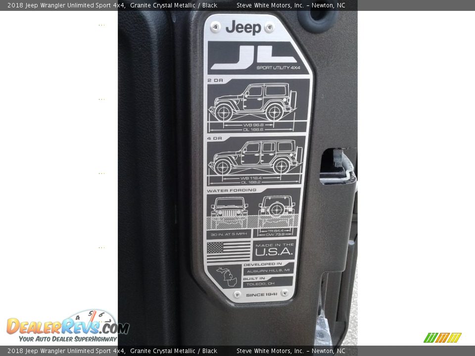 2018 Jeep Wrangler Unlimited Sport 4x4 Granite Crystal Metallic / Black Photo #28
