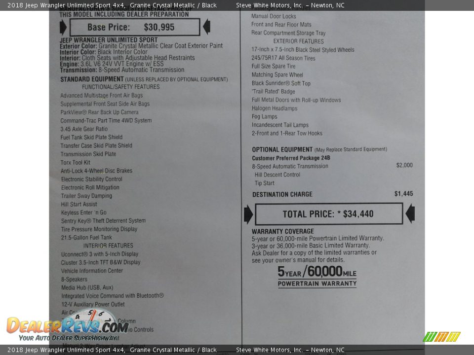 2018 Jeep Wrangler Unlimited Sport 4x4 Granite Crystal Metallic / Black Photo #32