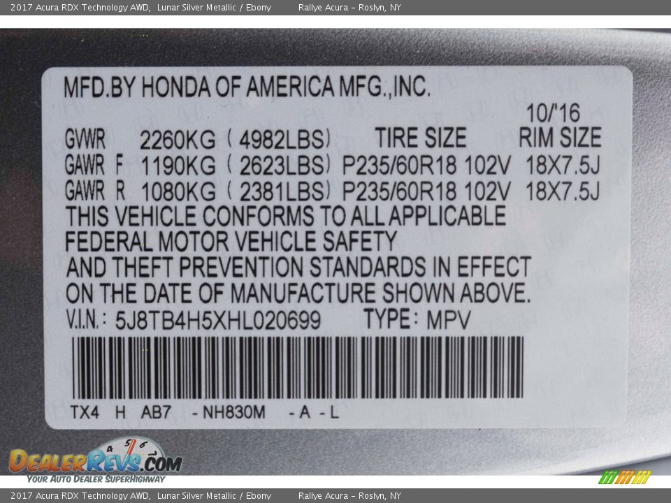 2017 Acura RDX Technology AWD Lunar Silver Metallic / Ebony Photo #32