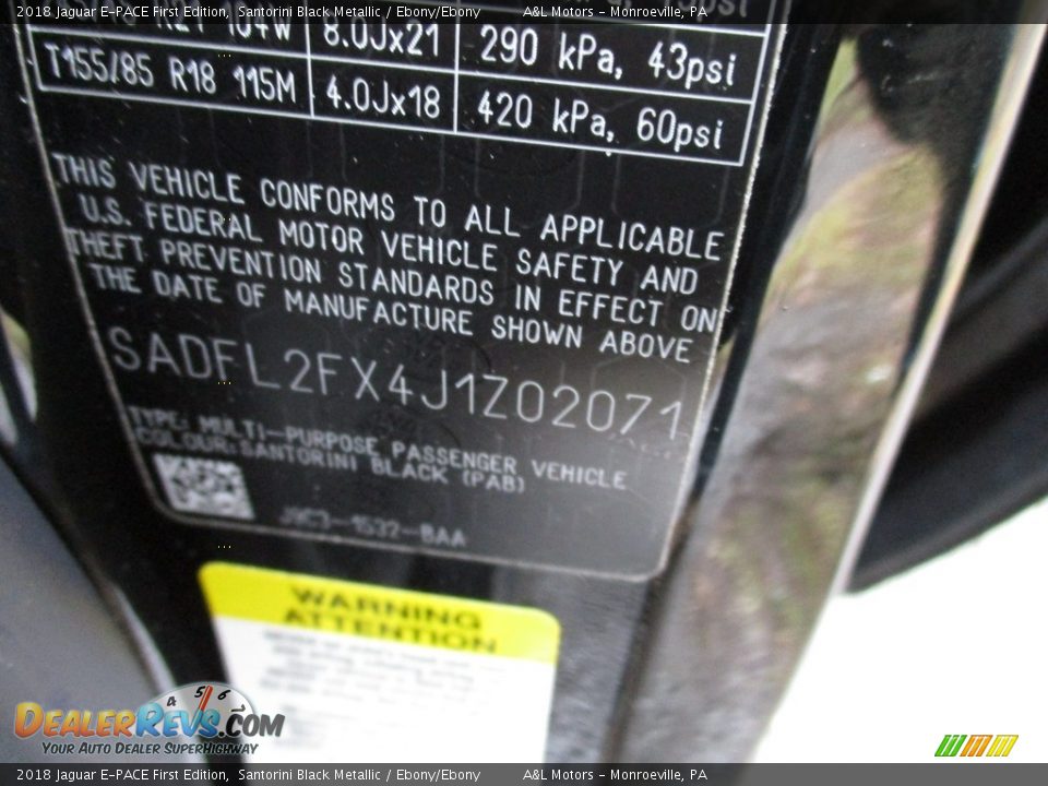 2018 Jaguar E-PACE First Edition Santorini Black Metallic / Ebony/Ebony Photo #19