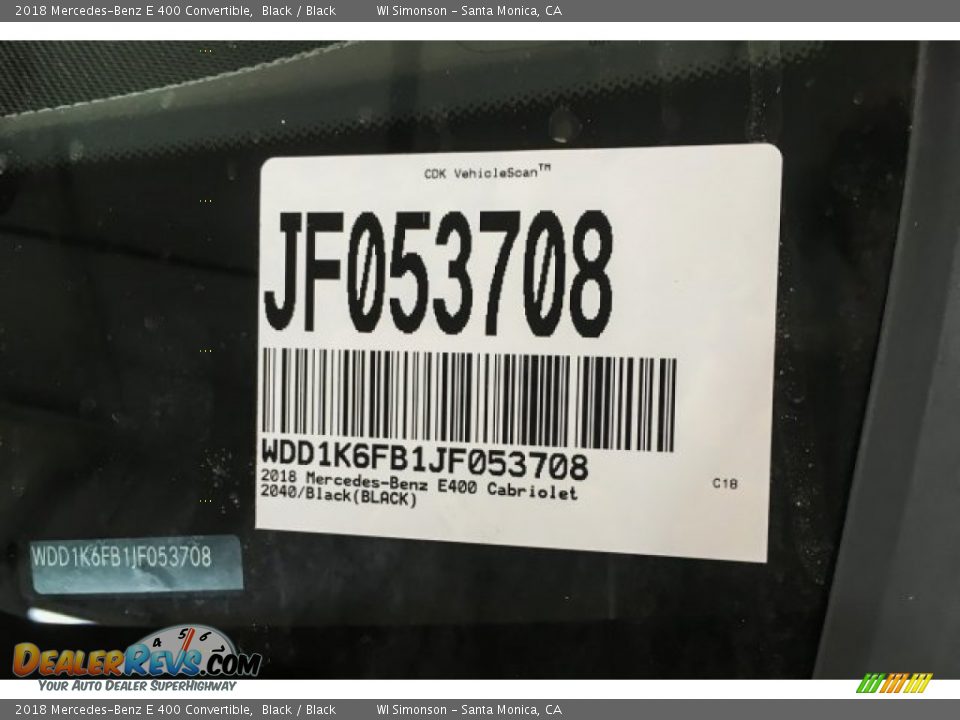 2018 Mercedes-Benz E 400 Convertible Black / Black Photo #11