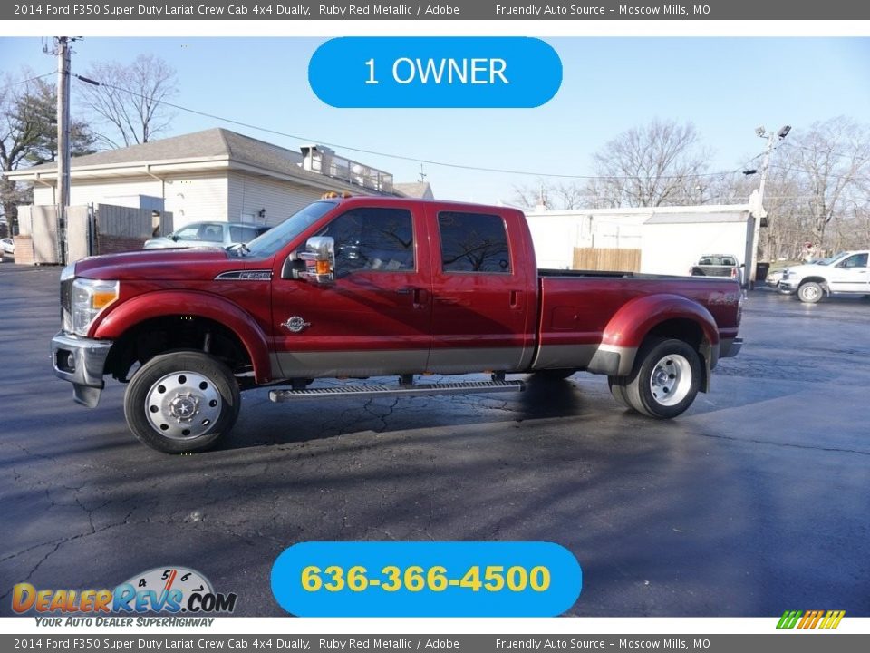 2014 Ford F350 Super Duty Lariat Crew Cab 4x4 Dually Ruby Red Metallic / Adobe Photo #1