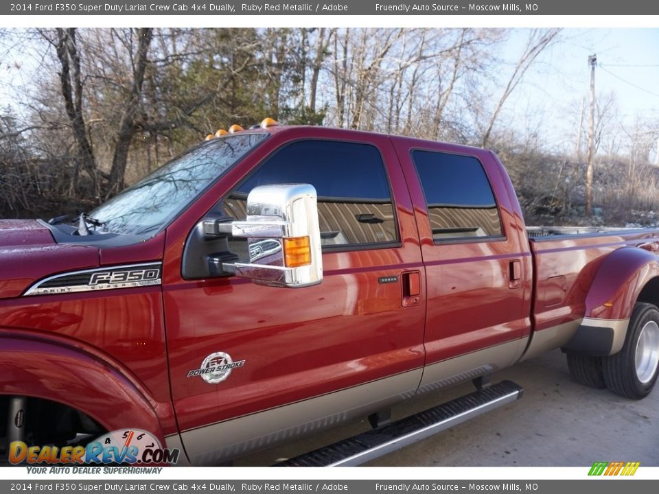 2014 Ford F350 Super Duty Lariat Crew Cab 4x4 Dually Ruby Red Metallic / Adobe Photo #3