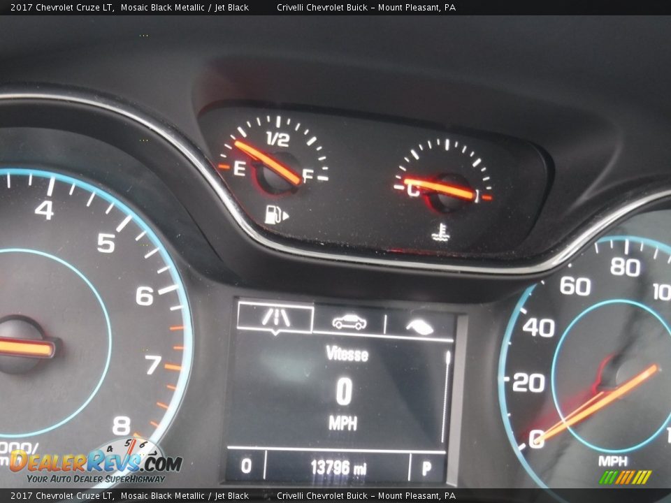 2017 Chevrolet Cruze LT Mosaic Black Metallic / Jet Black Photo #35