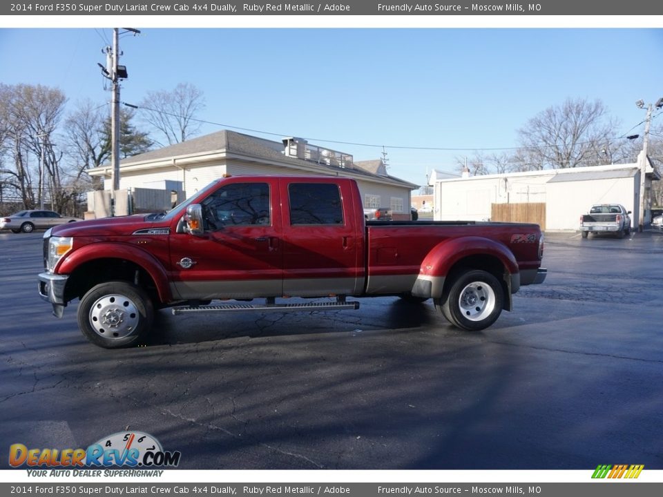 2014 Ford F350 Super Duty Lariat Crew Cab 4x4 Dually Ruby Red Metallic / Adobe Photo #10