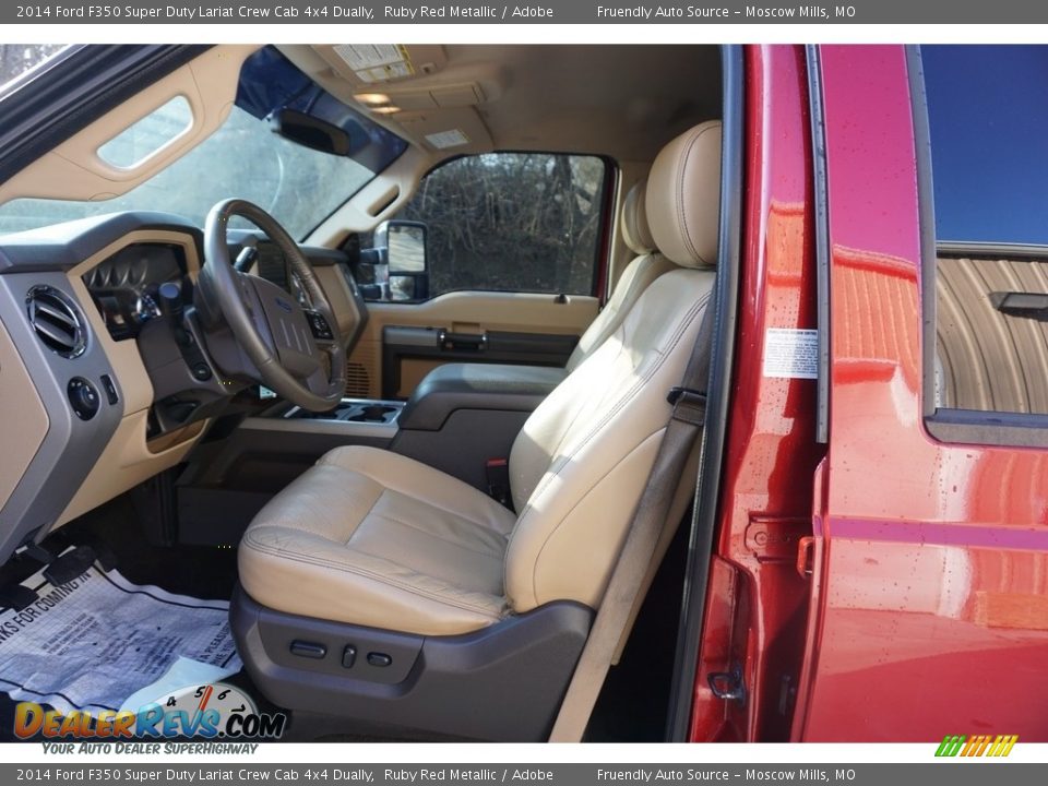 2014 Ford F350 Super Duty Lariat Crew Cab 4x4 Dually Ruby Red Metallic / Adobe Photo #15