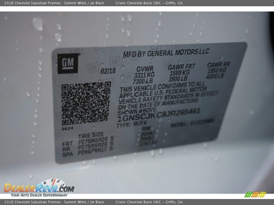 2018 Chevrolet Suburban Premier Summit White / Jet Black Photo #15