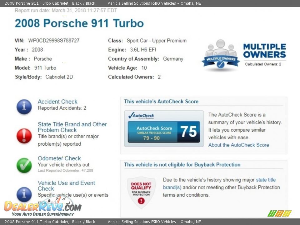 Dealer Info of 2008 Porsche 911 Turbo Cabriolet Photo #2