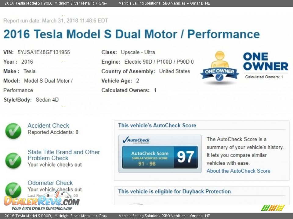 Dealer Info of 2016 Tesla Model S P90D Photo #2