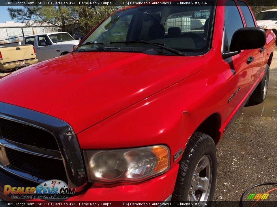 2005 Dodge Ram 1500 ST Quad Cab 4x4 Flame Red / Taupe Photo #2