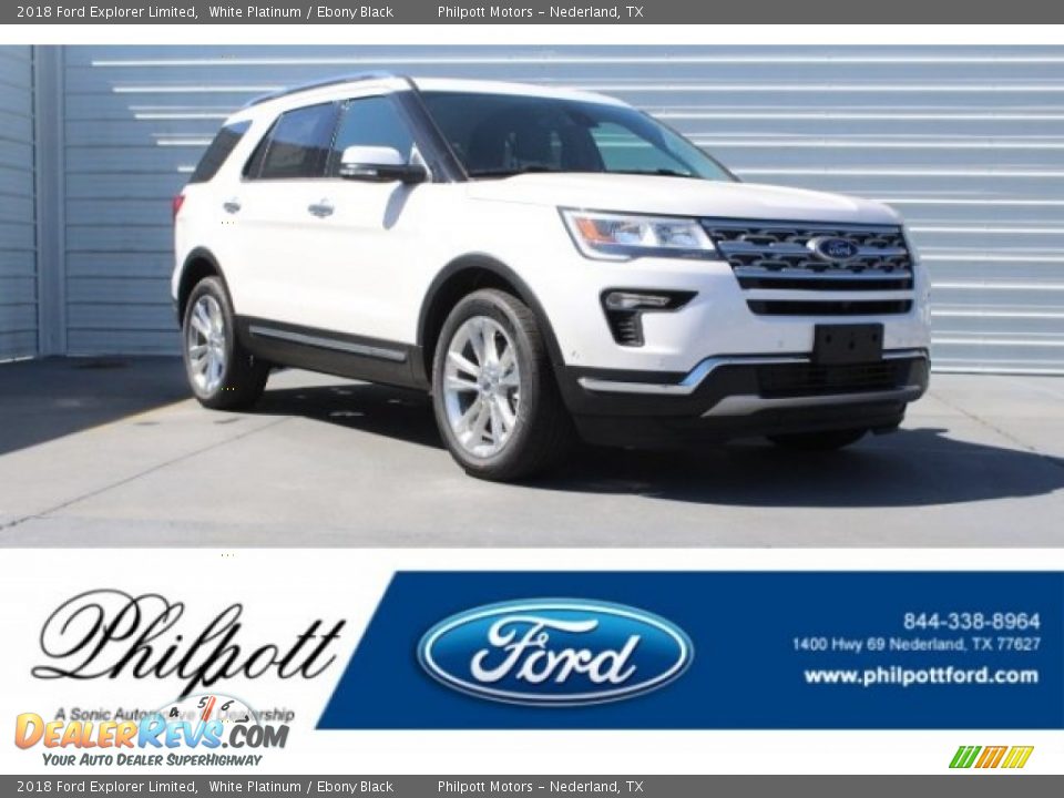2018 Ford Explorer Limited White Platinum / Ebony Black Photo #1