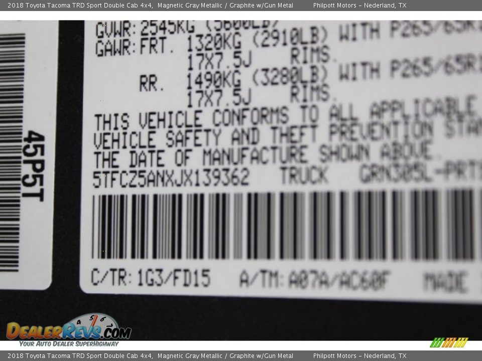 2018 Toyota Tacoma TRD Sport Double Cab 4x4 Magnetic Gray Metallic / Graphite w/Gun Metal Photo #34