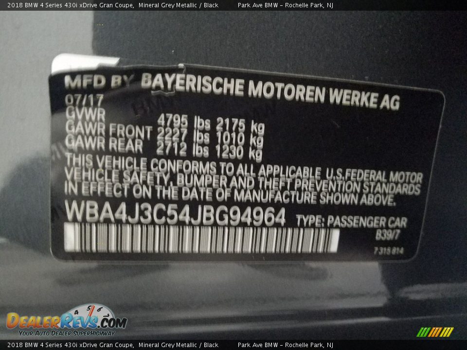 2018 BMW 4 Series 430i xDrive Gran Coupe Mineral Grey Metallic / Black Photo #28