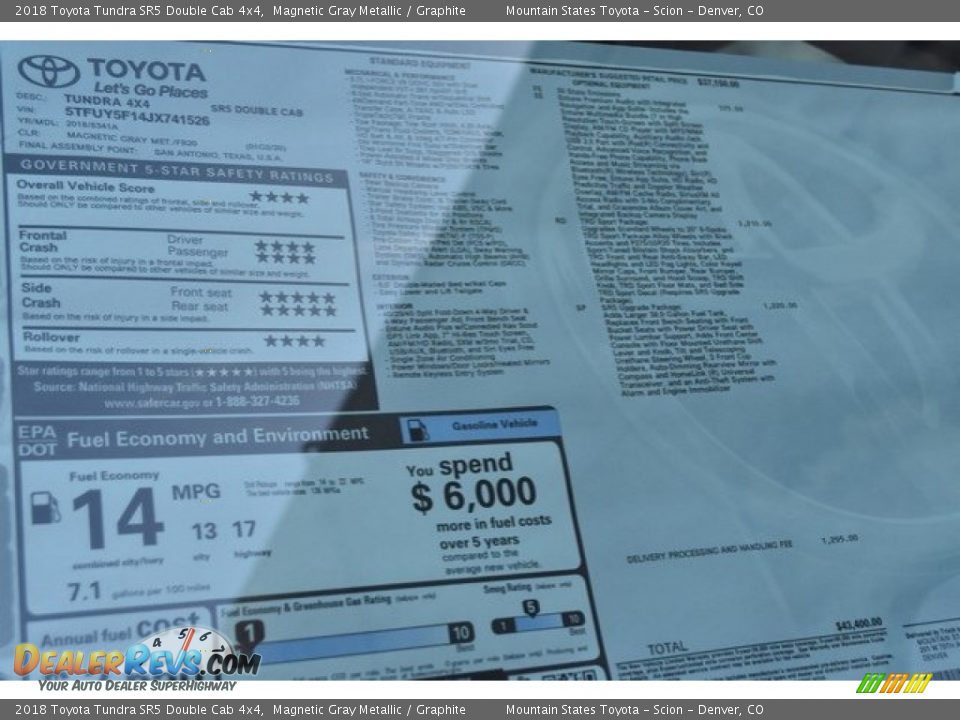 2018 Toyota Tundra SR5 Double Cab 4x4 Magnetic Gray Metallic / Graphite Photo #36
