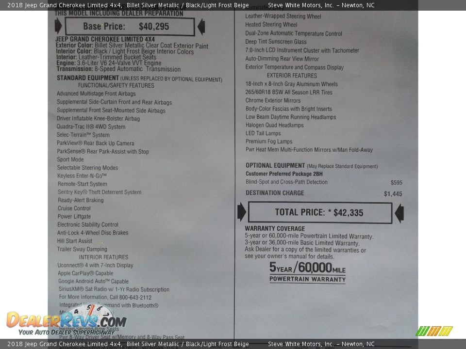 2018 Jeep Grand Cherokee Limited 4x4 Billet Silver Metallic / Black/Light Frost Beige Photo #35