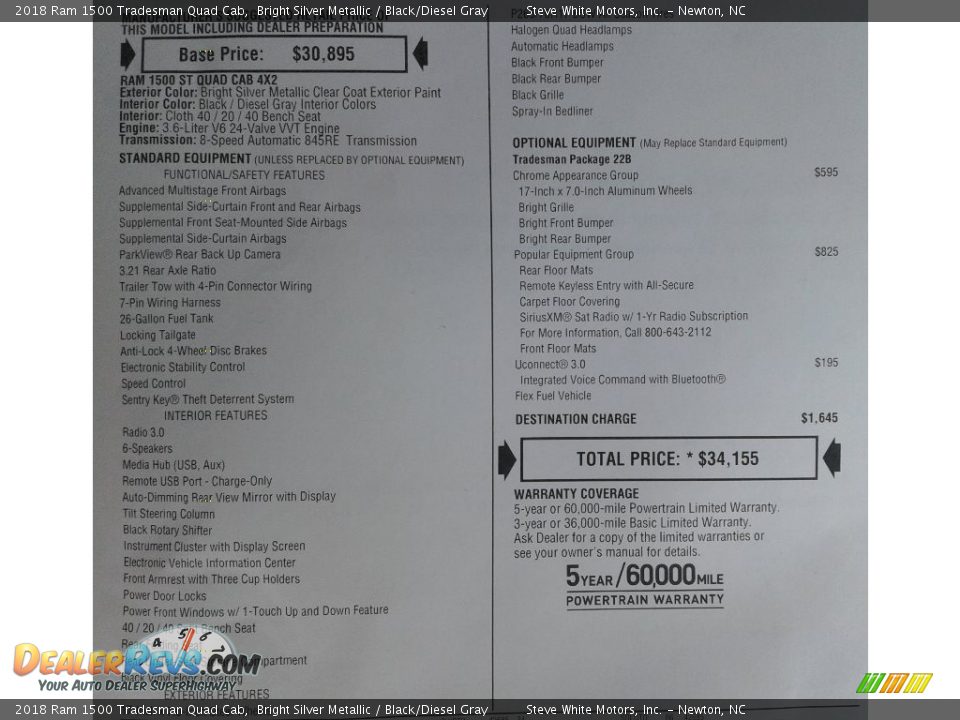 2018 Ram 1500 Tradesman Quad Cab Bright Silver Metallic / Black/Diesel Gray Photo #28