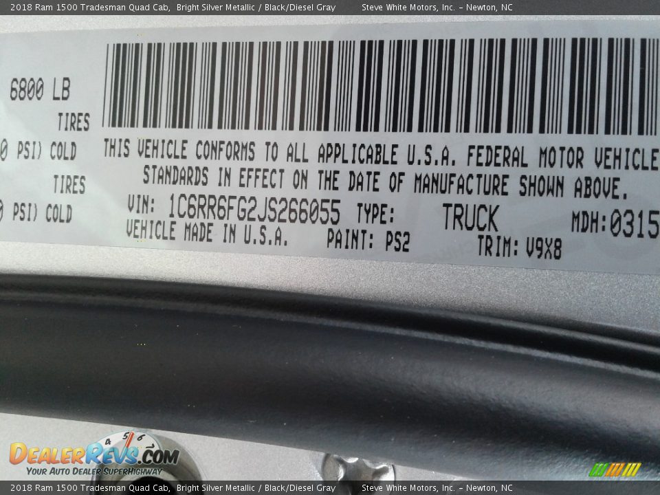 2018 Ram 1500 Tradesman Quad Cab Bright Silver Metallic / Black/Diesel Gray Photo #29