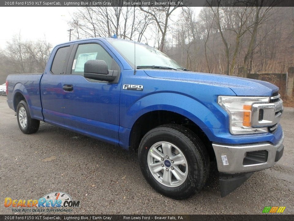 2018 Ford F150 XLT SuperCab Lightning Blue / Earth Gray Photo #10