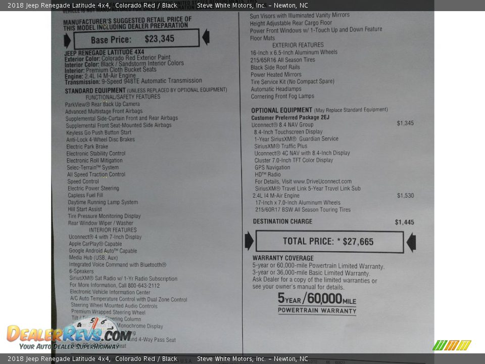 2018 Jeep Renegade Latitude 4x4 Colorado Red / Black Photo #31