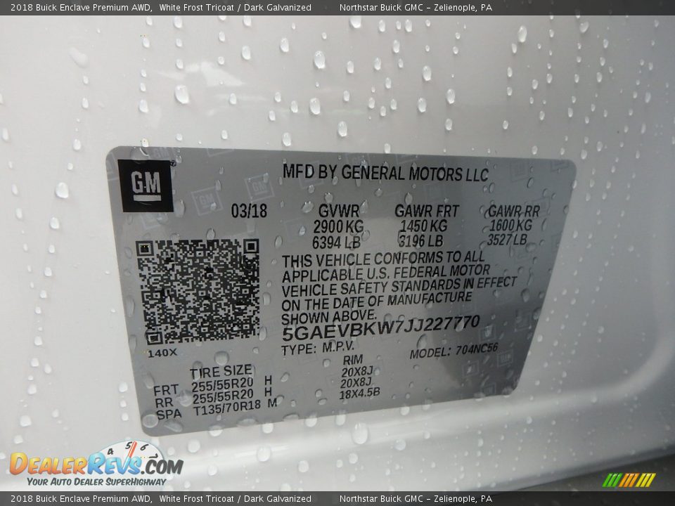 2018 Buick Enclave Premium AWD White Frost Tricoat / Dark Galvanized Photo #15