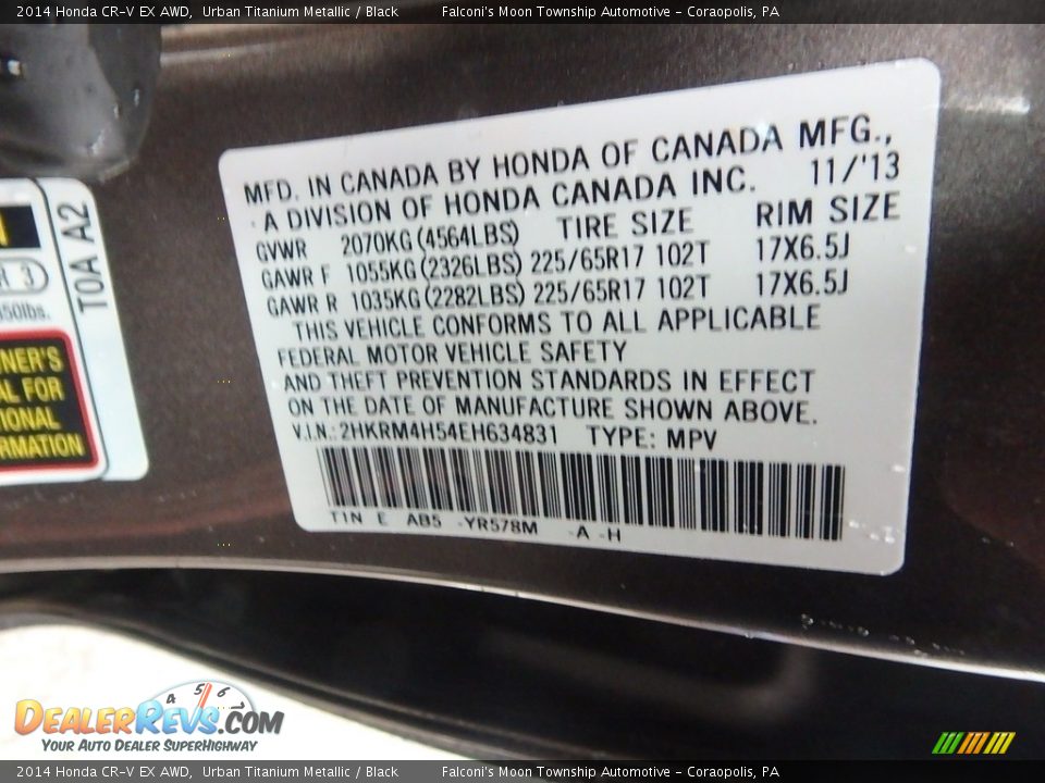 2014 Honda CR-V EX AWD Urban Titanium Metallic / Black Photo #23