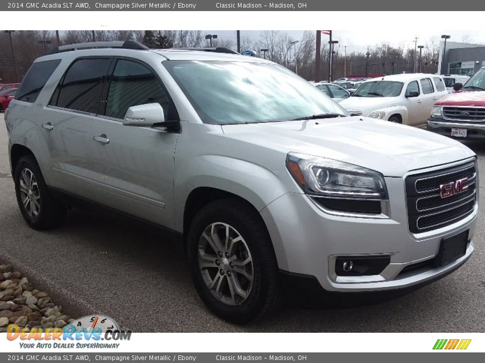 2014 GMC Acadia SLT AWD Champagne Silver Metallic / Ebony Photo #2