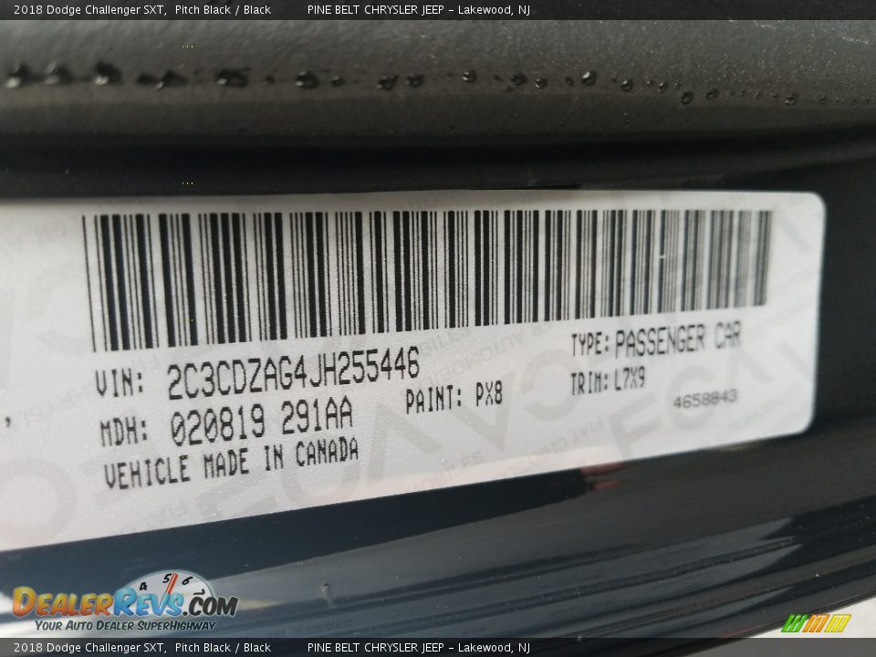 2018 Dodge Challenger SXT Pitch Black / Black Photo #9