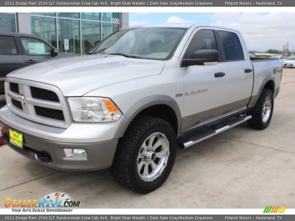 2011 Dodge Ram 1500 SLT Outdoorsman Crew Cab 4x4 Bright Silver Metallic / Dark Slate Gray/Medium Graystone Photo #3