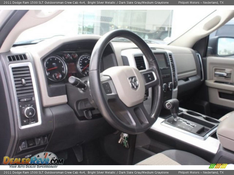 2011 Dodge Ram 1500 SLT Outdoorsman Crew Cab 4x4 Bright Silver Metallic / Dark Slate Gray/Medium Graystone Photo #13