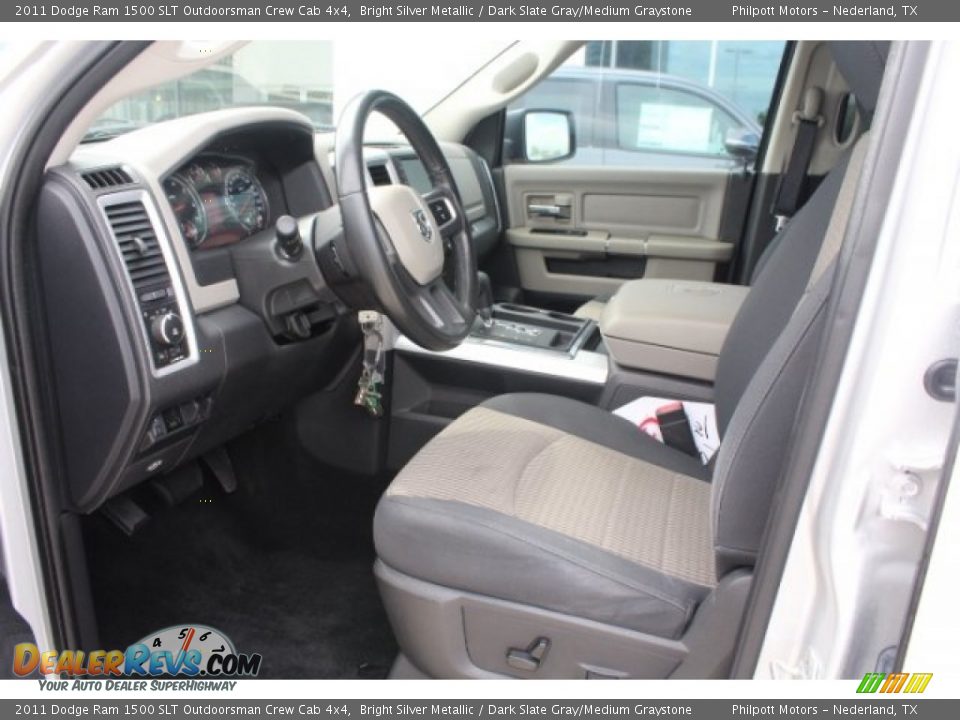 2011 Dodge Ram 1500 SLT Outdoorsman Crew Cab 4x4 Bright Silver Metallic / Dark Slate Gray/Medium Graystone Photo #14
