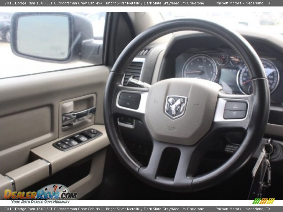 2011 Dodge Ram 1500 SLT Outdoorsman Crew Cab 4x4 Bright Silver Metallic / Dark Slate Gray/Medium Graystone Photo #24