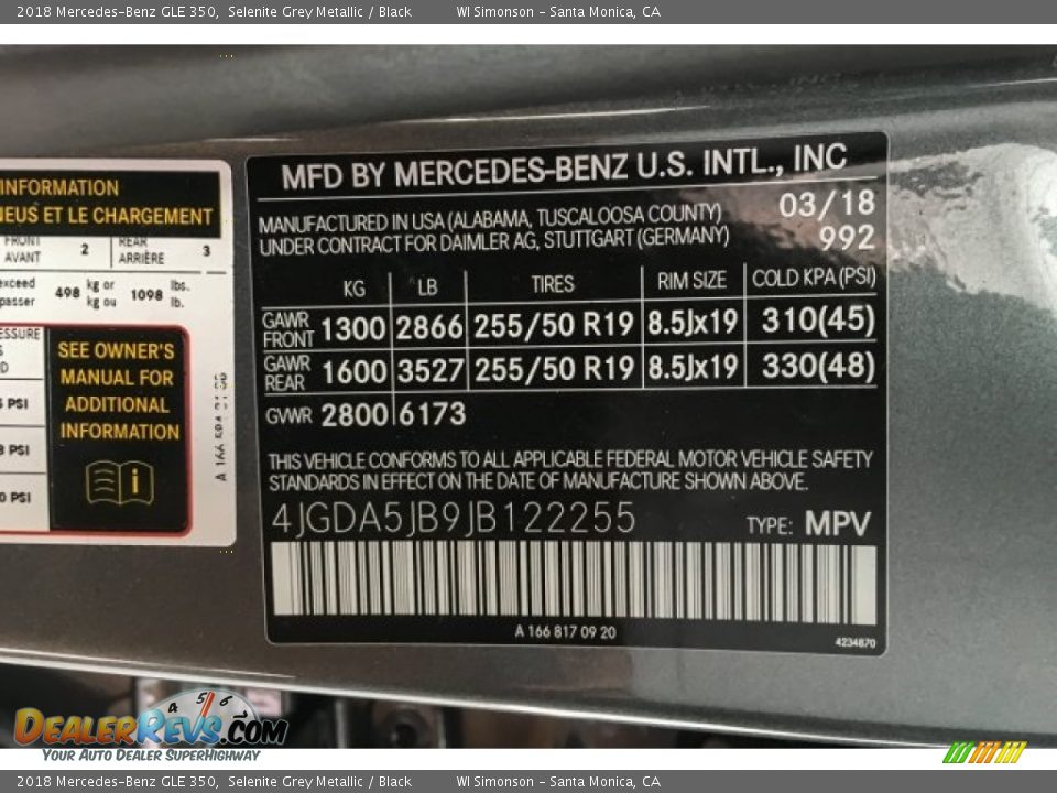 2018 Mercedes-Benz GLE 350 Selenite Grey Metallic / Black Photo #11