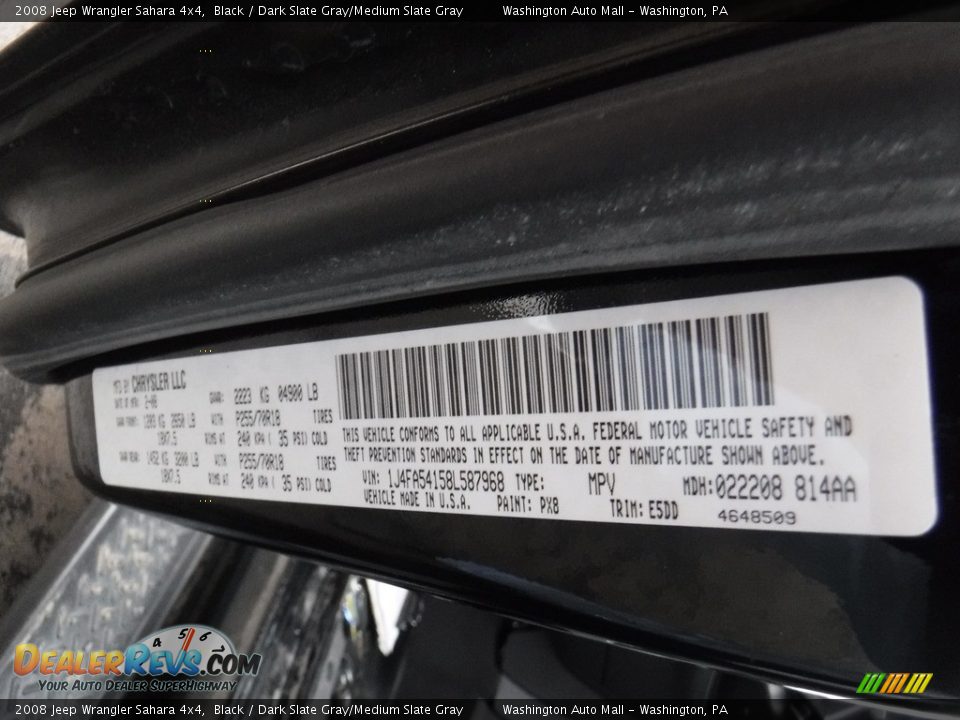 2008 Jeep Wrangler Sahara 4x4 Black / Dark Slate Gray/Medium Slate Gray Photo #24