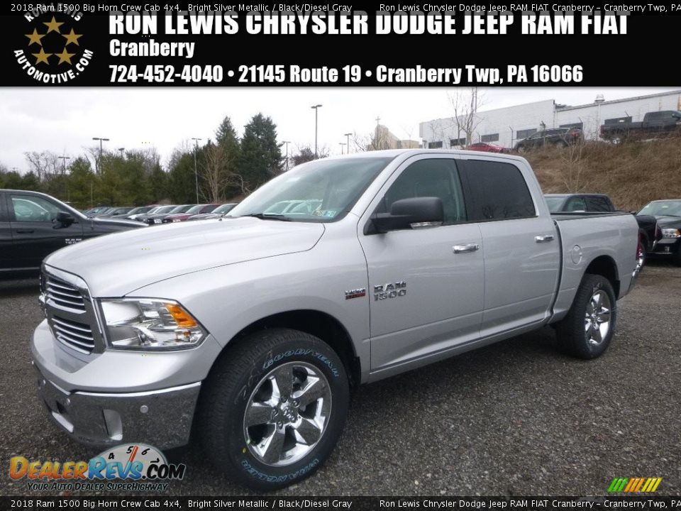 2018 Ram 1500 Big Horn Crew Cab 4x4 Bright Silver Metallic / Black/Diesel Gray Photo #1