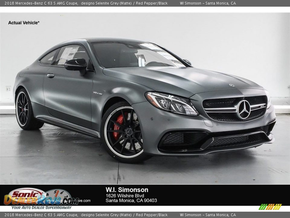 2018 Mercedes-Benz C 63 S AMG Coupe designo Selenite Grey (Matte) / Red Pepper/Black Photo #1