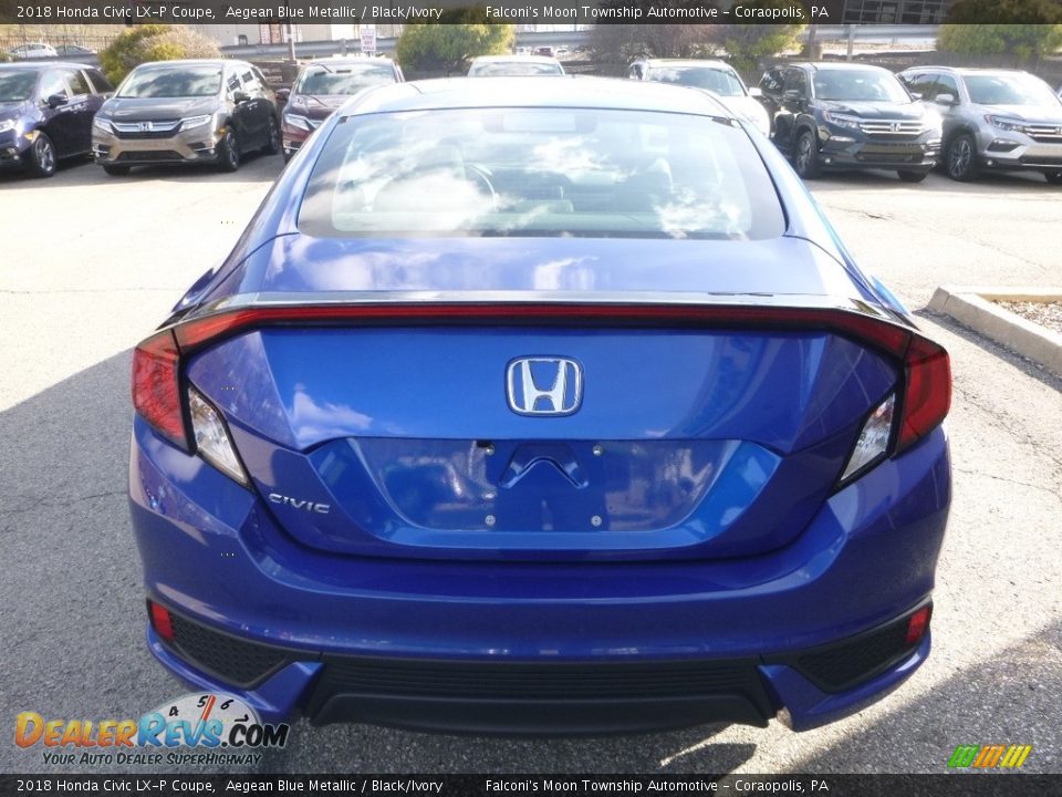 2018 Honda Civic LX-P Coupe Aegean Blue Metallic / Black/Ivory Photo #3