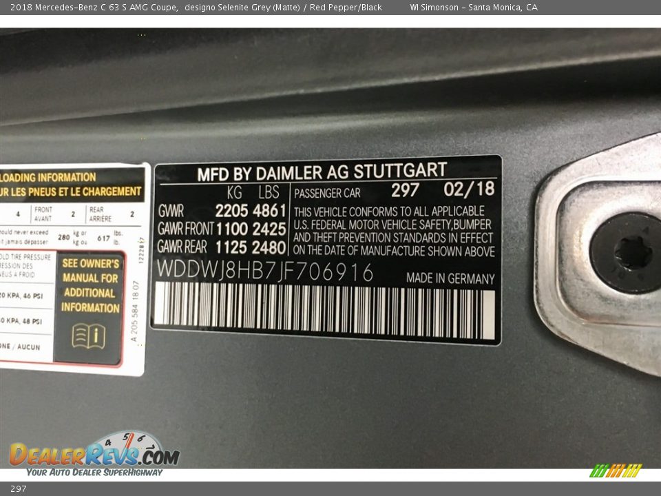 Mercedes-Benz Color Code 297 designo Selenite Grey (Matte)