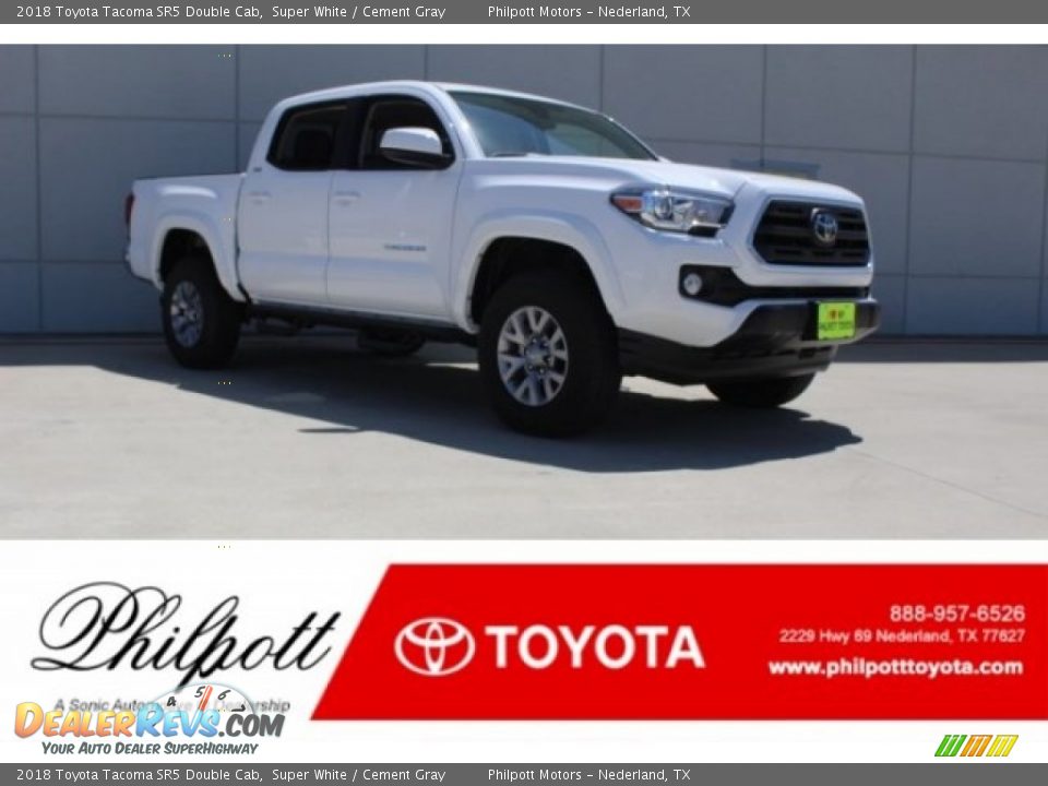 2018 Toyota Tacoma SR5 Double Cab Super White / Cement Gray Photo #1