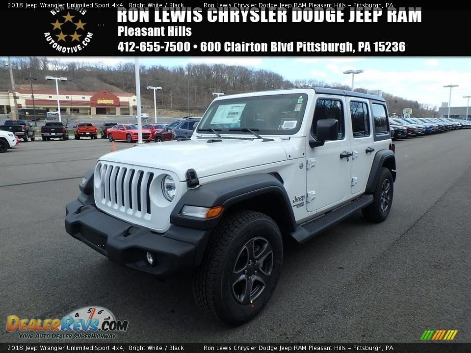 2018 Jeep Wrangler Unlimited Sport 4x4 Bright White / Black Photo #1