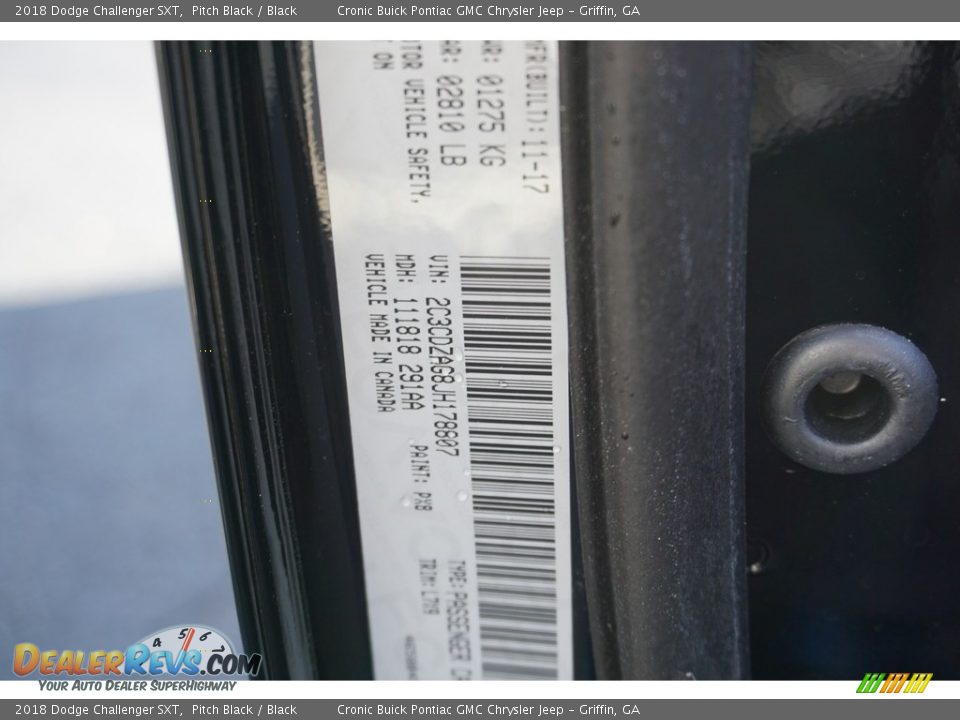 2018 Dodge Challenger SXT Pitch Black / Black Photo #16