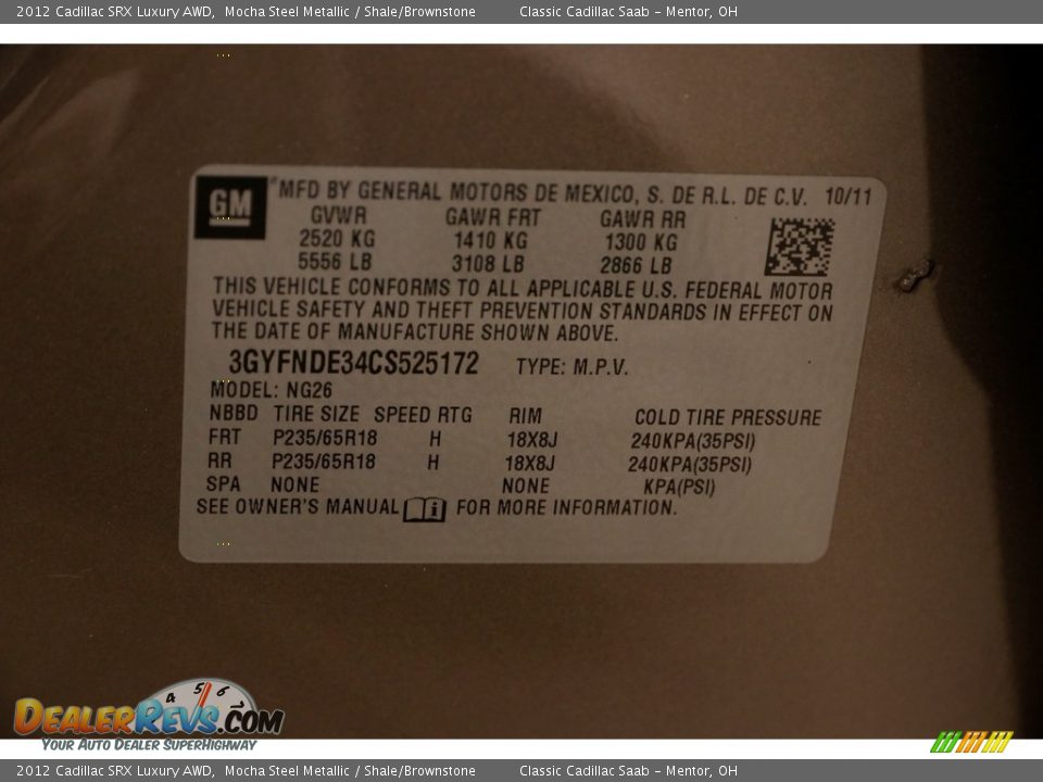 2012 Cadillac SRX Luxury AWD Mocha Steel Metallic / Shale/Brownstone Photo #20