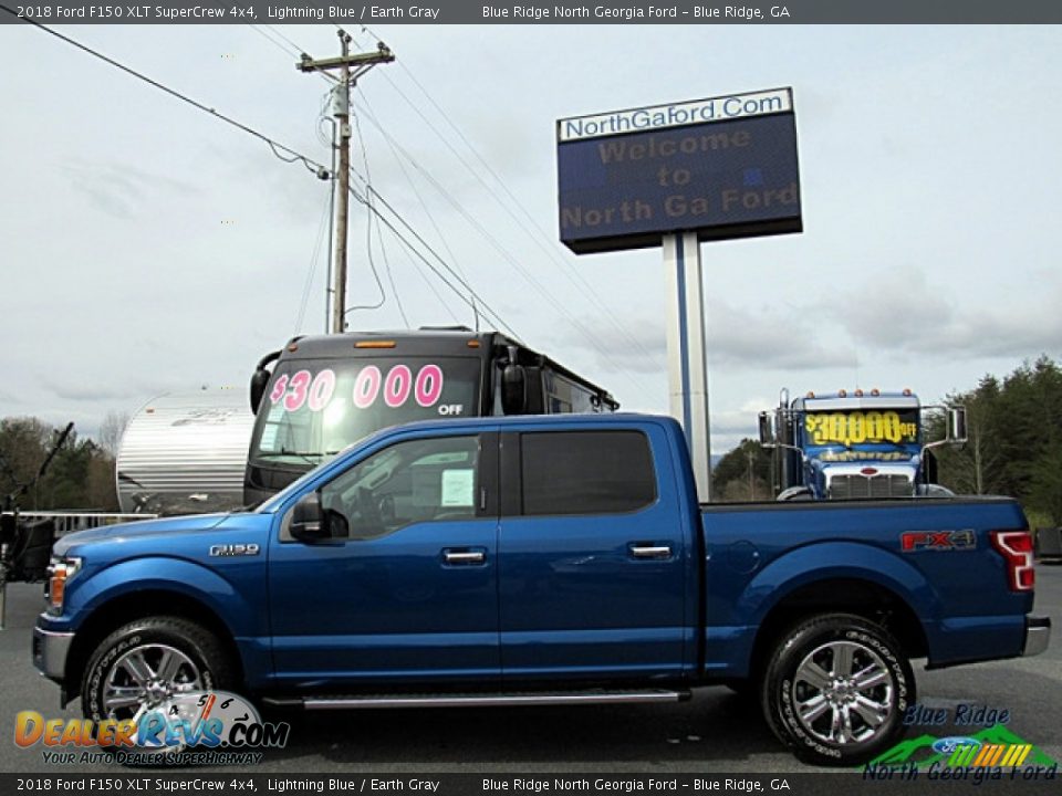 2018 Ford F150 XLT SuperCrew 4x4 Lightning Blue / Earth Gray Photo #2