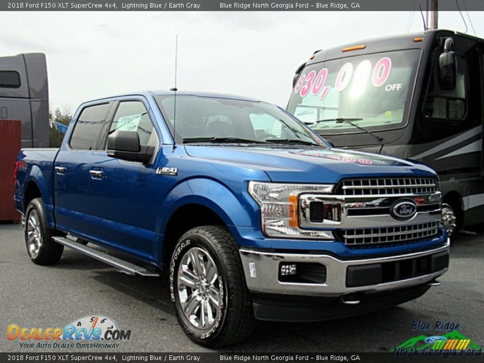 2018 Ford F150 XLT SuperCrew 4x4 Lightning Blue / Earth Gray Photo #7